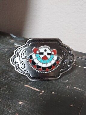 ​☀️ Vintage Southwestern Zuni Sunface Belt Buckle
